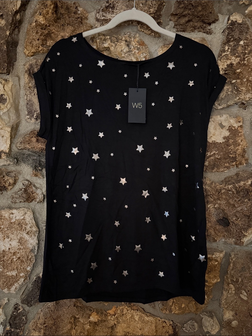 Anthropologie x W5 shirt Black metallic star western oversized